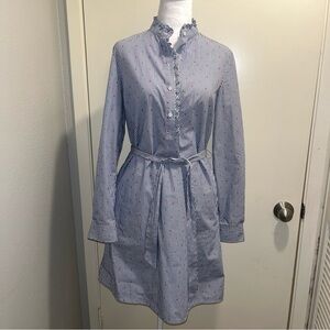 Brooks Brothers Blue and White Striped Dress with Pink Accents size 6